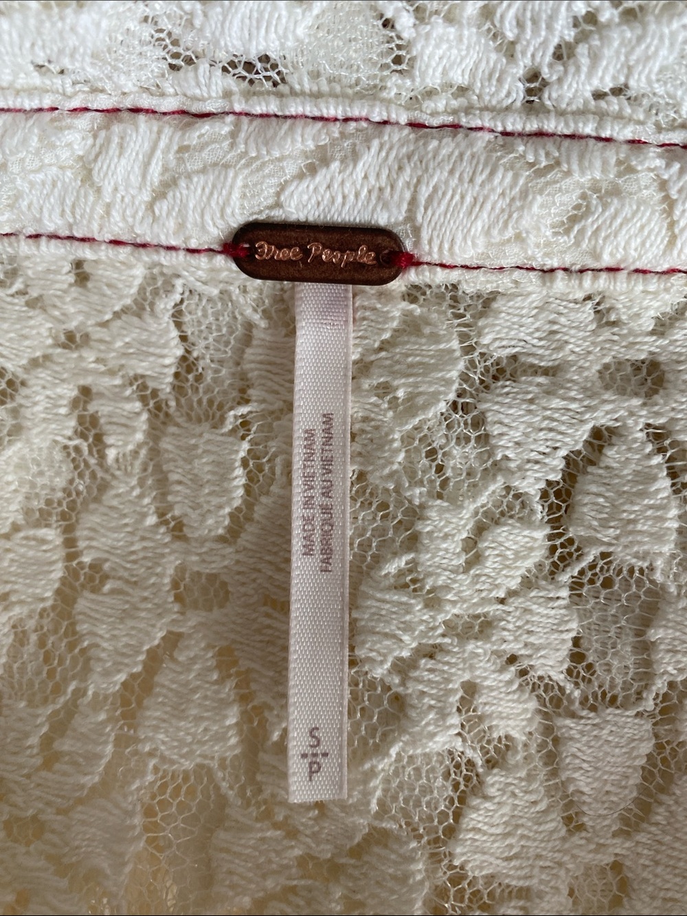 Free People Ivory Lace Short-Sleeve Button-Down Top - Picture 6 of 6